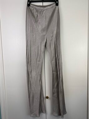 Dissh Champagne Satin Look High Waist Flare Leg Trousers Pants Size 4 Bridal